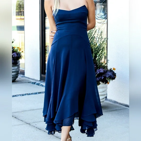 NEW Amanda Uprichard Monterey Dress in Dark Navy Blue | Size Medium - Picture 7 of 9